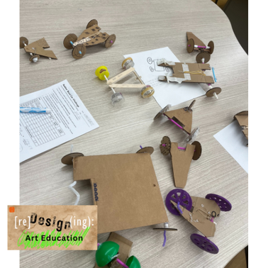 STEM Rubberband cars, rubberband cars by students
